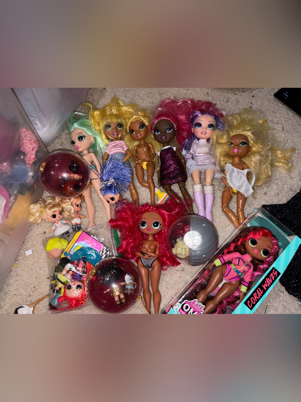L.O.L. Surprise! OMG and Rainbow high dolls